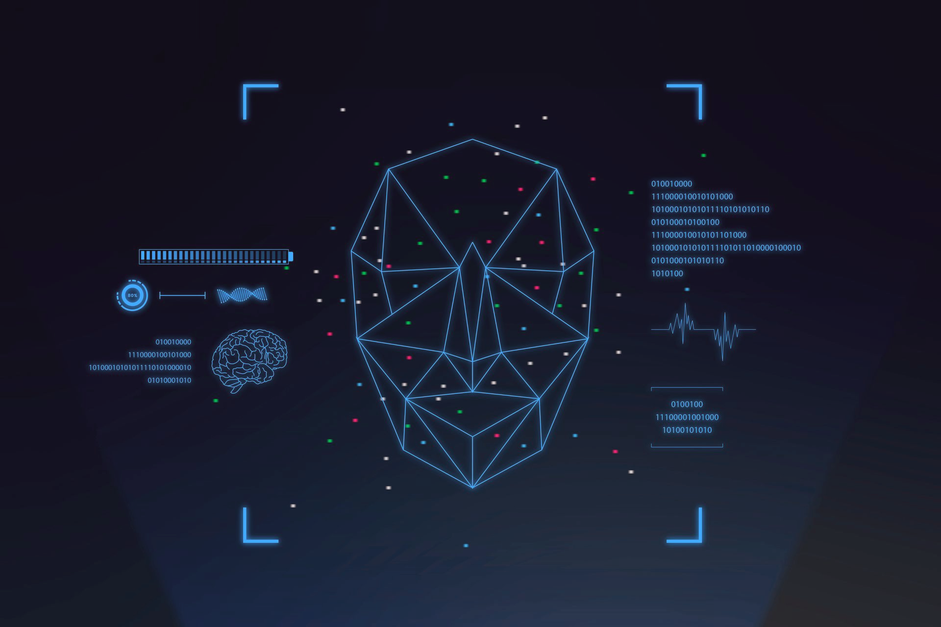 image of complex face detection with details on both side of main frame.