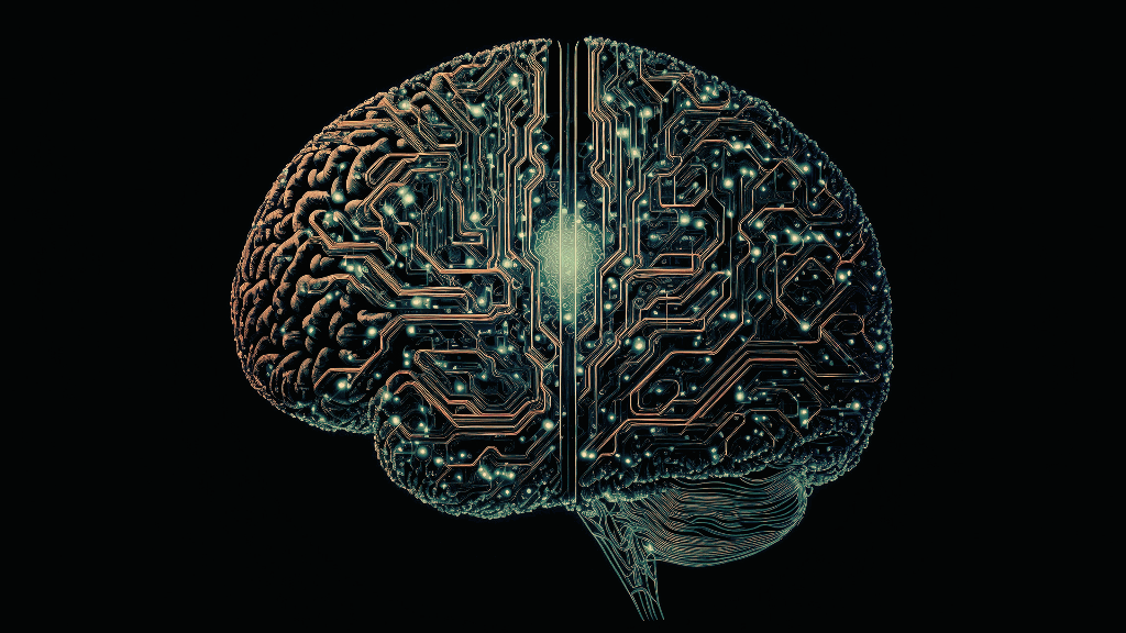 Illustration of brain resemble with brain and neural network to express the importance of Generative AI